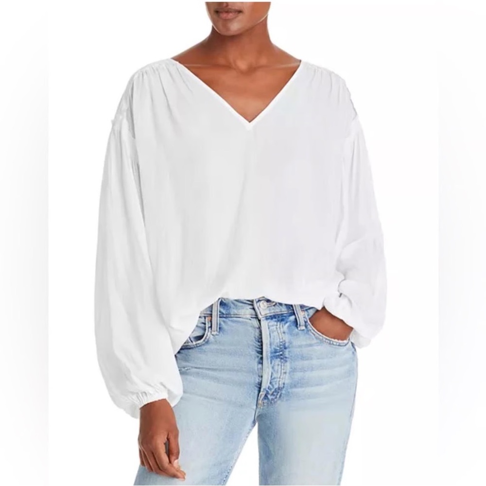 Ramy Brook White V-Neck Blouse